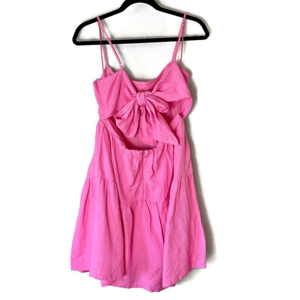 Bardot Pink Amelie Tiered Linen Mini Dress Size Small 6